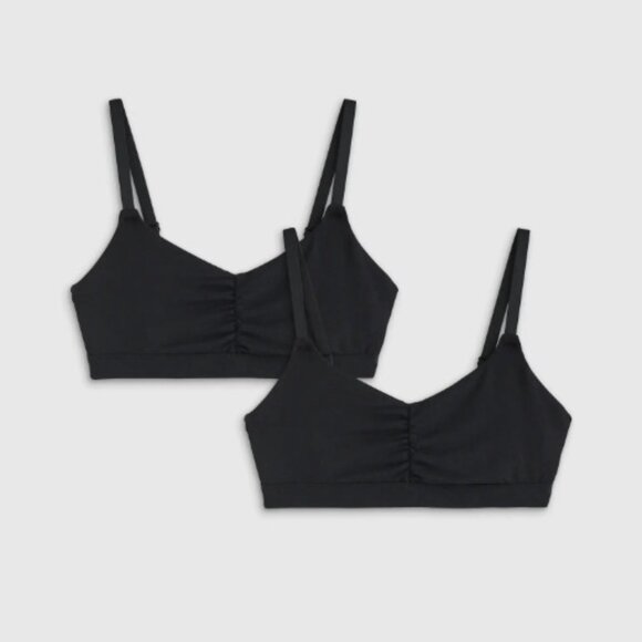 Quince Other - Quince Black Micromodal Ruched Bralette 2-pack sz XS Tagless NWOT